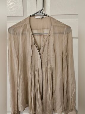 Diane von Furstenberg Beige Sheer Pleated Blouse